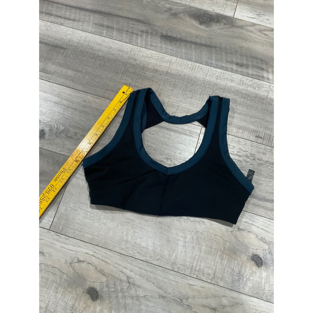 Free People FP Movement Sports Bra Black Teal Cutout Racerback Womens Small